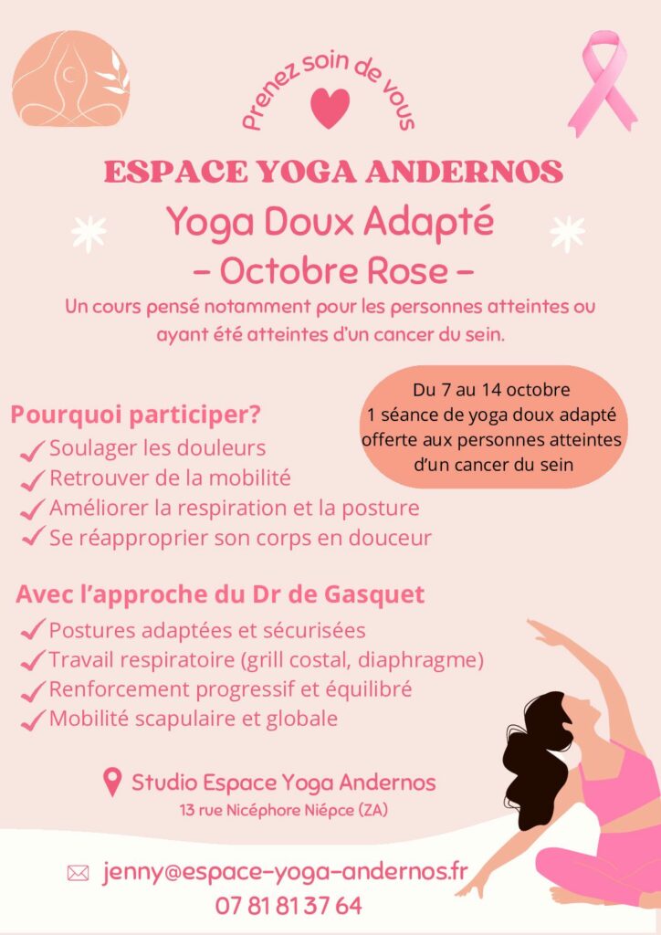 🎀 Octobre Rose à Andernos : Yoga doux adapté 🎀
