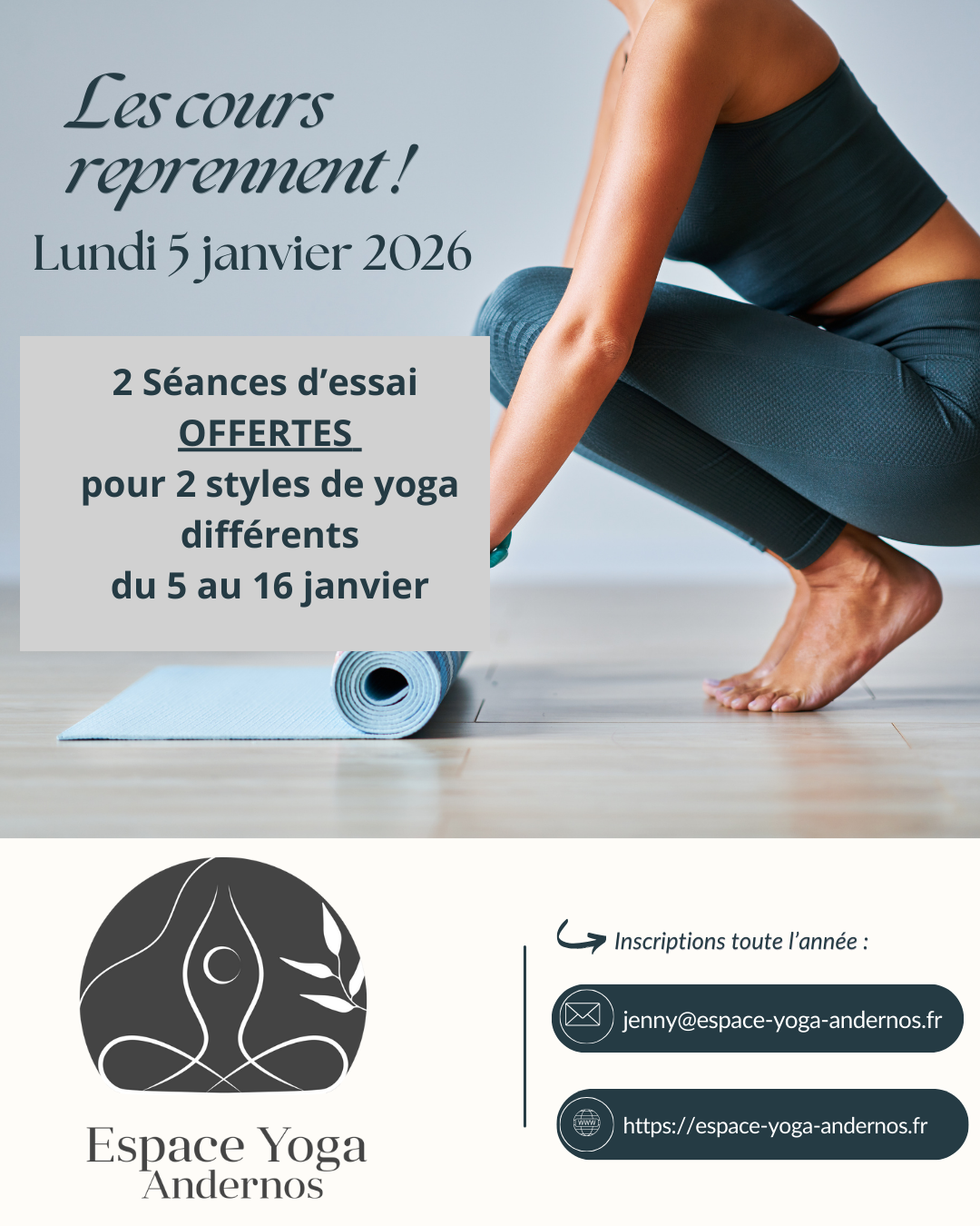 Reprise des cours de yoga à Espace Yoga Andernos