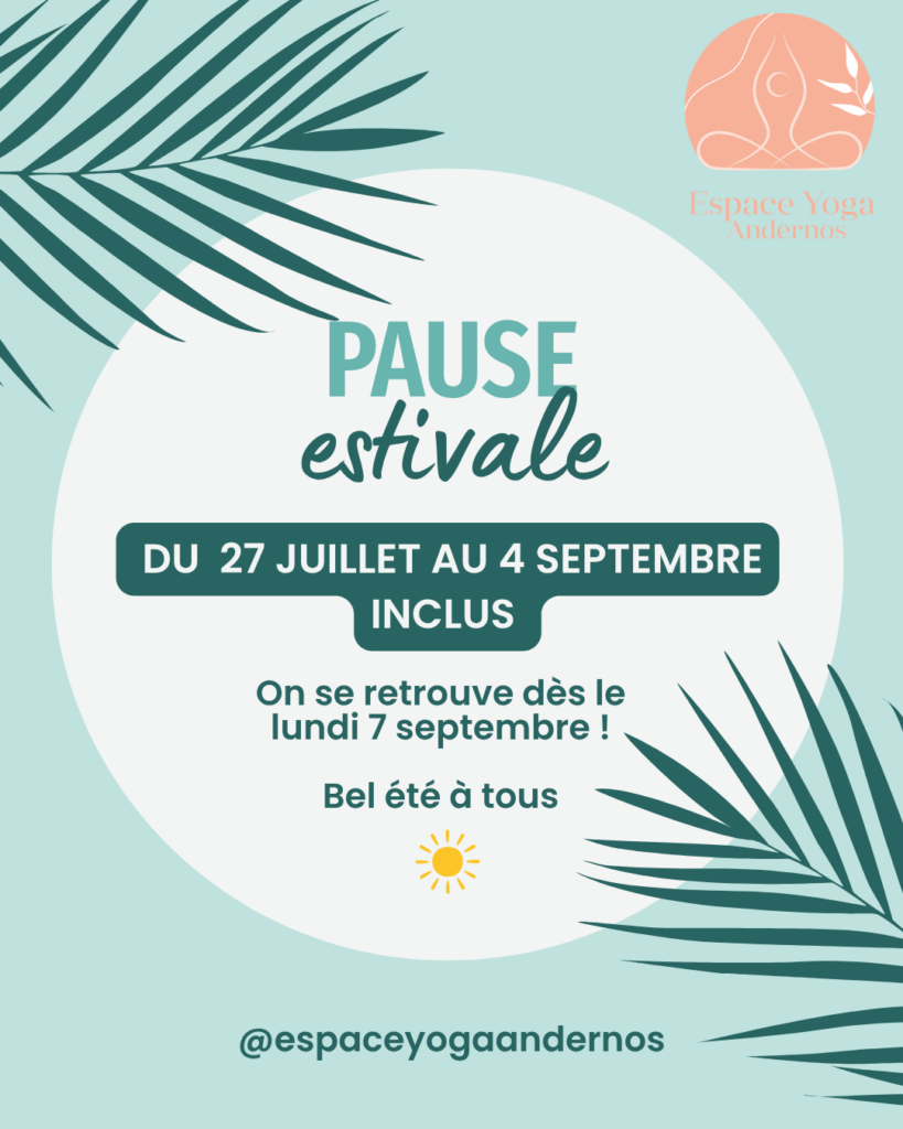 Congés Jenny du 27 juillet au 4 septembre : RDV le 7 septembre pour la reprise des cours !